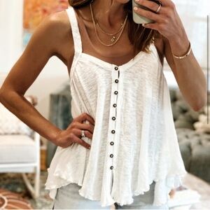 We the free free people white dream weaver tank Flowy loose fit button front